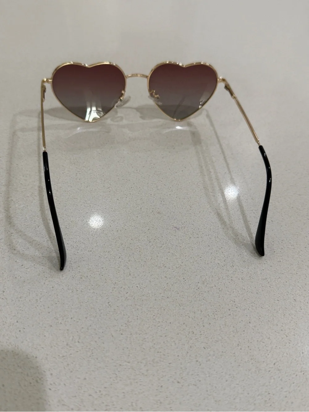 Groovy Gold Frame Heart Sunglasses with Brown Gradient Lenses